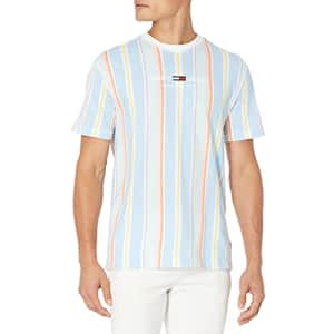 Tommy Hilfiger Men's Tommy Jeans Short Sleeve Graphic T Shirt, C1T-Light Powdery Blue/Stripe, for $20