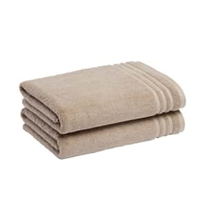 Amazon Basics Cotton Bath Towels, Made with 30% Recycled Cotton Content - 2-Pack, Taupe for $20