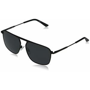 Calvin Klein Men's CK20137S Aviator Sunglasses, Matte Black/Solid Smoke, 58-15-145 for $49