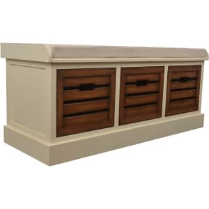 Decor Therapy Melody 45" 3-Drawer Storage Bench w/ Cushion for $155 Decor Therapy Melody 45" 3-Drawer Storage Bench w/ Cushion for $155