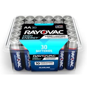 Rayovac High Energy AA Alkaline Batteries 30-Pack for $16
