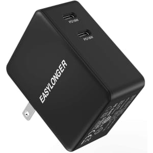 Easylonger 36W Dual-Port USB Type C Charger for $7