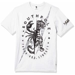 Southpole Men's Short Sleeve Fashion T-Shirt, White Scorpion, Small for $13