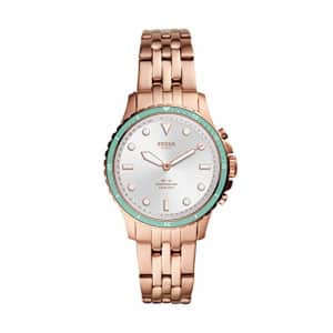 Fossil Women's FB-01 Stainless Steel Hybrid Smartwatch, Color: Rose Gold/Turquoise (Model: FTW5068) for $221