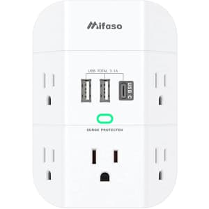 Mifaso 5-Outlet Wall Surge Protector w/ USB Ports for $11