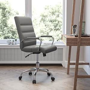 Flash Furniture Mid-Back Desk Chair - Gray LeatherSoft Executive Swivel Office Chair with Chrome for $158 Flash Furniture Mid-Back Desk Chair - Gray LeatherSoft Executive Swivel Office Chair with Chrome for $158