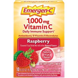 Emergen-C Dietary Supplement with 1000mg Vitamin C (Raspberry Flavor, 10-Count 0.32 oz. Packets) for $5