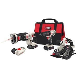 Porter-Cable PCCK616L4 20V cordless combo kit w/ drill/driver, circular saw, reciprocating saw & light for $180 Porter-Cable PCCK616L4 20V cordless combo kit w/ drill/driver, circular saw, reciprocating saw & light for $180
