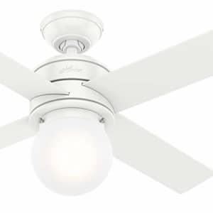 Hunter Fan 44 inch Casual Matte White Indoor Ceiling Fan with Light Kit and Remote Control (Renewed) for $97