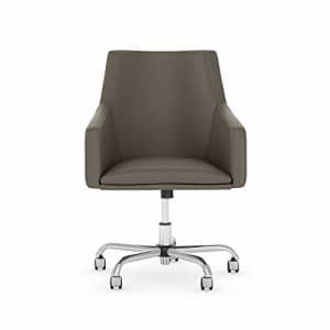 Bush Furniture Bush Business Furniture London Mid Back Leather Box Chair in Washed Gray for $369
