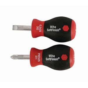 Wiha Tools Wiha 31191 Stubby Slotted Screwdriver Set with 1/4 by 1-Inch and Stubby Phillips #2 by 1-Inch with for $12