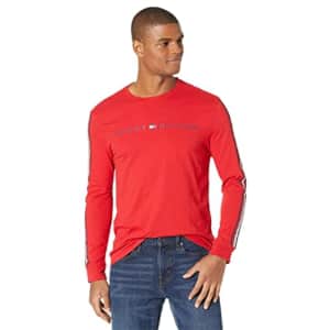Tommy Hilfiger Men's Long Sleeve Cotton T Shirt, Apple Red, X-Large for $18