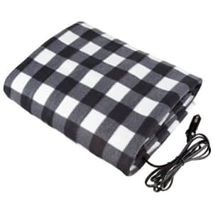 Stalwart - Electric Car Blanket- Heated 12 Volt Fleece Travel Throw for Car and RV-Great for Cold for $30