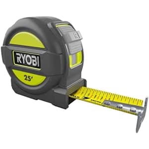 Ryobi 25 ft. Tape Measure with Overmold and Wireform Belt Clip for $15