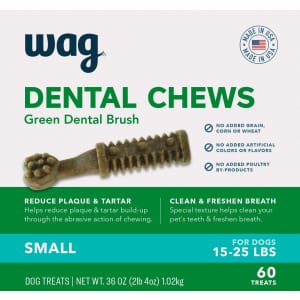 Wag Dental Chews Green Dental Brush Dog Treats for $7 Wag Dental Chews Green Dental Brush Dog Treats for $7