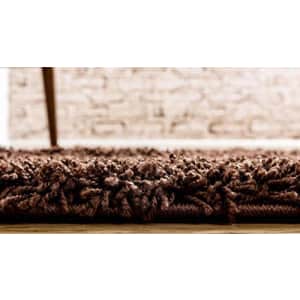 Unique Loom Solo Solid Shag Collection Modern Plush Chocolate Brown Runner Rug (2' 6 x 19' 8) for $118