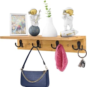Bestrella Wall Mounted Shelf with Hooks for $14 Bestrella Wall Mounted Shelf with Hooks for $14
