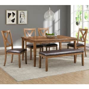 Abbyson Living Reese 6-Piece Rubberwood Dining Set w/ Bench for $599 for members Abbyson Living Reese 6-Piece Rubberwood Dining Set w/ Bench for $599 for members