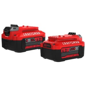 Craftsman V20 20V Max 4Ah Li-Ion Battery 2-Pack for $79
