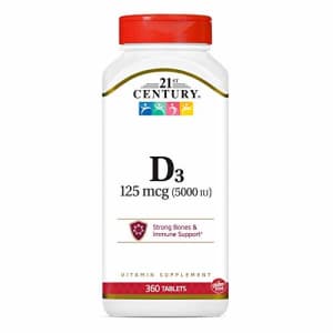 21st Century D3 5000 IU Tablets, 360 Count (Pack of 1) for $16