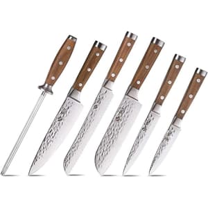 BGT 6-Piece Japanese Damascus Steel Knife Set for $98