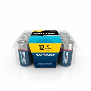 Rayovac C Batteries, Alkaline C Cell Batteries (12 Battery Count) for $25