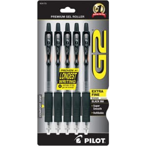 Pilot G2 Premium Gel Roller Pen 5-Pack for $4