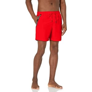 Calvin Klein Men's Standard Elastic Waist Quick Dry Swim Trunk, Really Red, XX-Large for $18