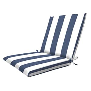 Honey-Comb Honeycomb Indoor/Outdoor Cabana Stripe Blue and White Midback Dining Chair Cushion: Recycled for $50