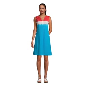 Lands' End Women's Cotton Jersey Sleeveless Swim Cover-up Dress for $16