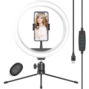 Waulnpekq 10" Selfie Ring Light with Tripod Stand for $13 Waulnpekq 10" Selfie Ring Light with Tripod Stand for $13