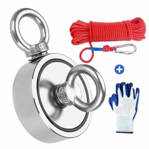 Aoligei 960-Lb. Double Sided Fishing Magnet for $29 Aoligei 960-Lb. Double Sided Fishing Magnet for $29