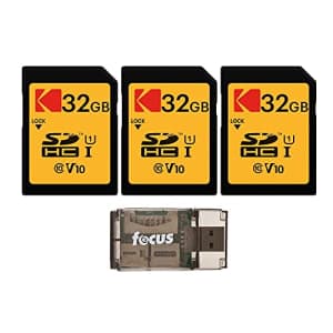 Kodak 32GB Class 10 UHS-I U1 SDHC Memory Card (3-Pack) with Focus All-in-One USB Card Reader Bundle for $20