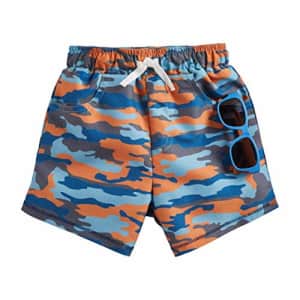 Mud Pie Boys' CAMO Swim Trunks W Sunglasses, Orange, 12-18 Months for $22