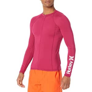 Hurley mens Top Rash Guard Shirt, Fireberry, Large US for $24