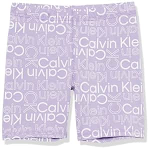 Calvin Klein Girls' Performance Bike Shorts, Violet Tulip Logo, 7 for $11