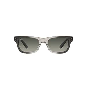 Ray-Ban Men's RB2283F Mr. Burbank Low Bridge Fit Rectangular Sunglasses, Transparent Grey/Gradient for $122