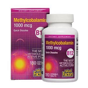 Natural Factors, Vitamin B12 Methylcobalamin 1000 mcg, Chewable Support for Energy and Immune for $20