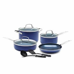 Blue Diamond Cookware Diamond Infused Ceramic Nonstick 9 Piece Cookware Pots and Pans Set, for $63