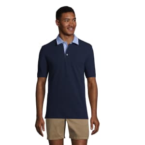 Lands' End Men's Seersucker Collar Comfort First Mesh Polo Shirt for $12
