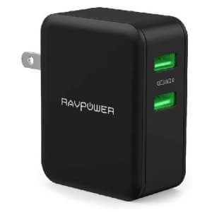 RavPower Turbo 36W 2-Port Wall Charger for $10
