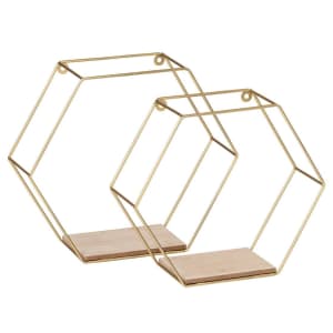 Honey Can Do Hexagonal Decorative Wall Shelf 2-Piece Set for $31