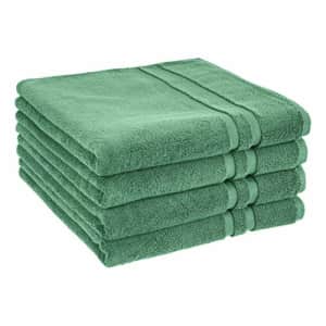 Amazon Basics GOTS Certified Organic Cotton Bath Towel - 4-Pack, Malachite Green for $40 Amazon Basics GOTS Certified Organic Cotton Bath Towel - 4-Pack, Malachite Green for $40