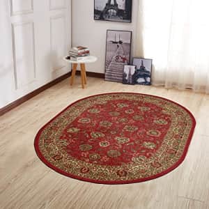 Ottomanson Collection Traditional Oriental Design Non-Slip Area Rug, 5' X 6'6" Oval, Red Persian for $47 Ottomanson Collection Traditional Oriental Design Non-Slip Area Rug, 5' X 6'6" Oval, Red Persian for $47
