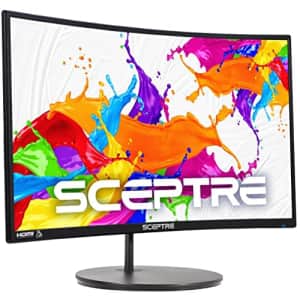 Sceptre Curved 24" Gaming Monitor 75Hz HDMIx2 VGA 98% sRGB R1500 Build-in Speakers, Machine Black for $160