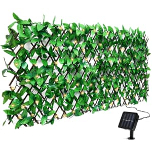 Gnomiya Faux Ivy Solar LED Privacy Fence Screen 2-Pack for $55