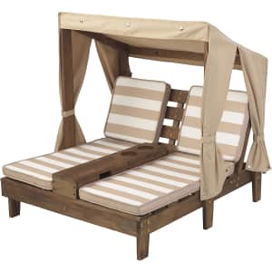 KidKraft Kids' Outdoor Wooden Double Chaise Lounger with Cup Holder for $100 KidKraft Kids' Outdoor Wooden Double Chaise Lounger with Cup Holder for $100
