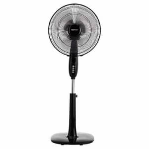 Amazon Basics Oscillating Dual Blade Standing Pedestal Fan with Remote - 16-Inch, Black for $70