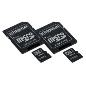 Transcend HTC One ST Cell Phone Memory Card 2 x 32GB microSDHC Memory Card with SD Adapter (2 Pack) for $14