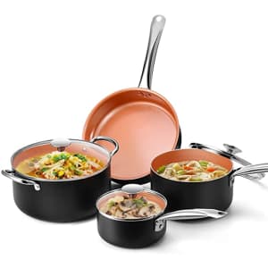 Koch Systeme CS 7-Piece Copper Nonstick Cookware Set for $69